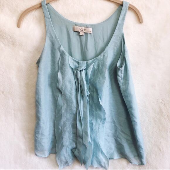 LOFT Teal Bow Tie Tank Top - Picture 4 of 8